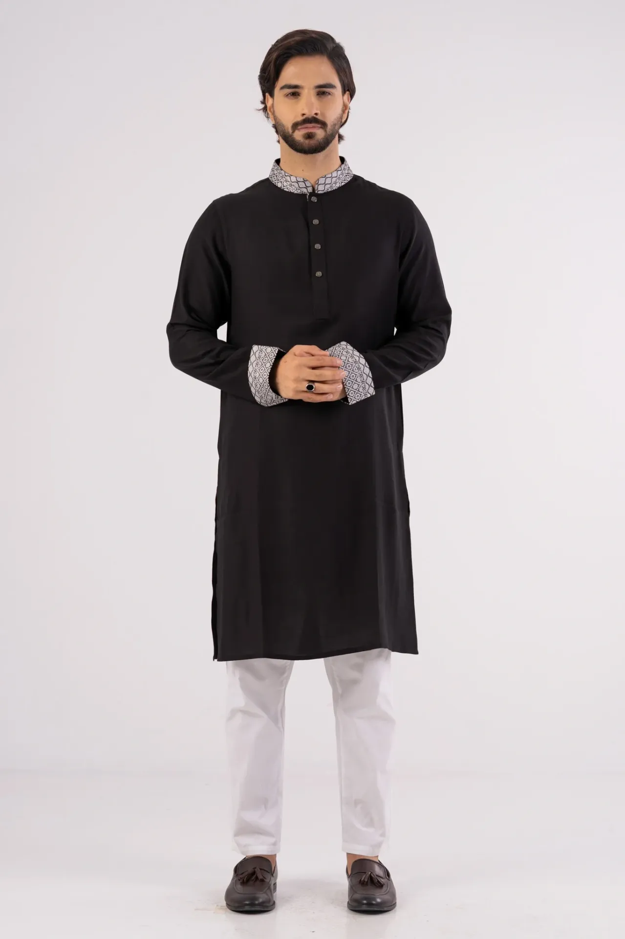 [WINT-088_TYU] Men's Premium Panjabi (Black, M)